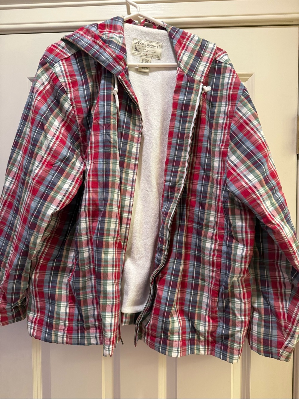 Eddie Bauer XXL plaid lined hooded jacket